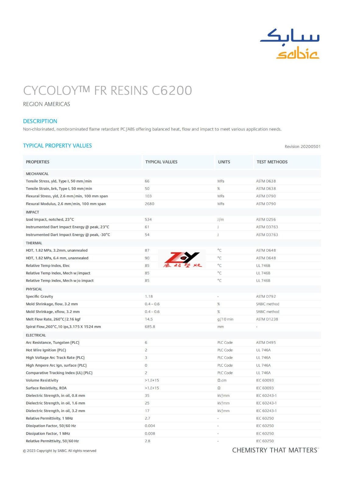 CYCOLOY C6200 物性表 PC/ABS物性数据